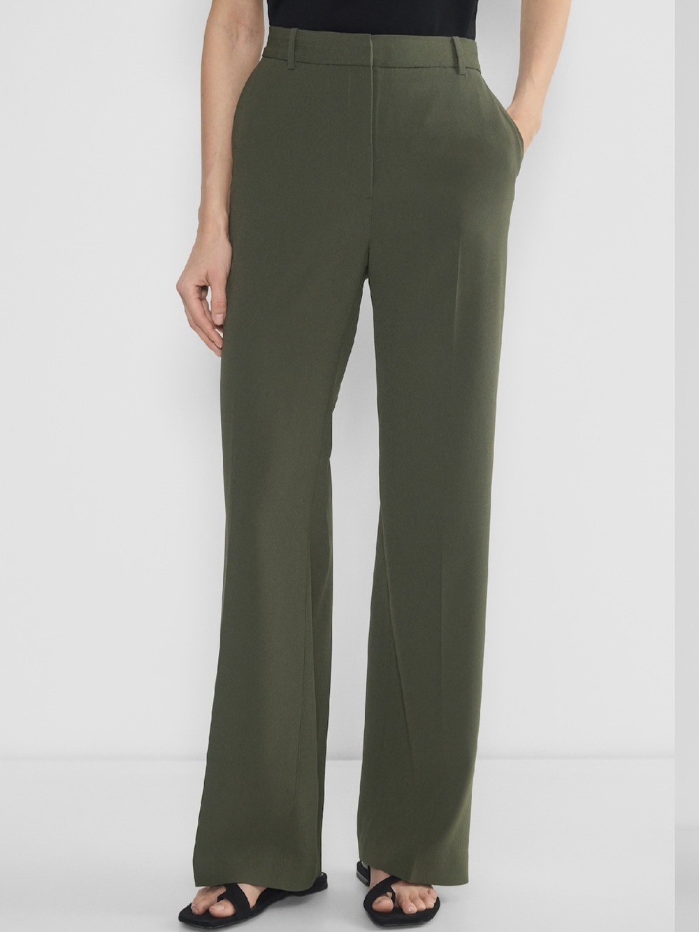 Aritzia Babaton Agency Pant - Mirror Crepe in Dark Olive - Picture 2 of 7